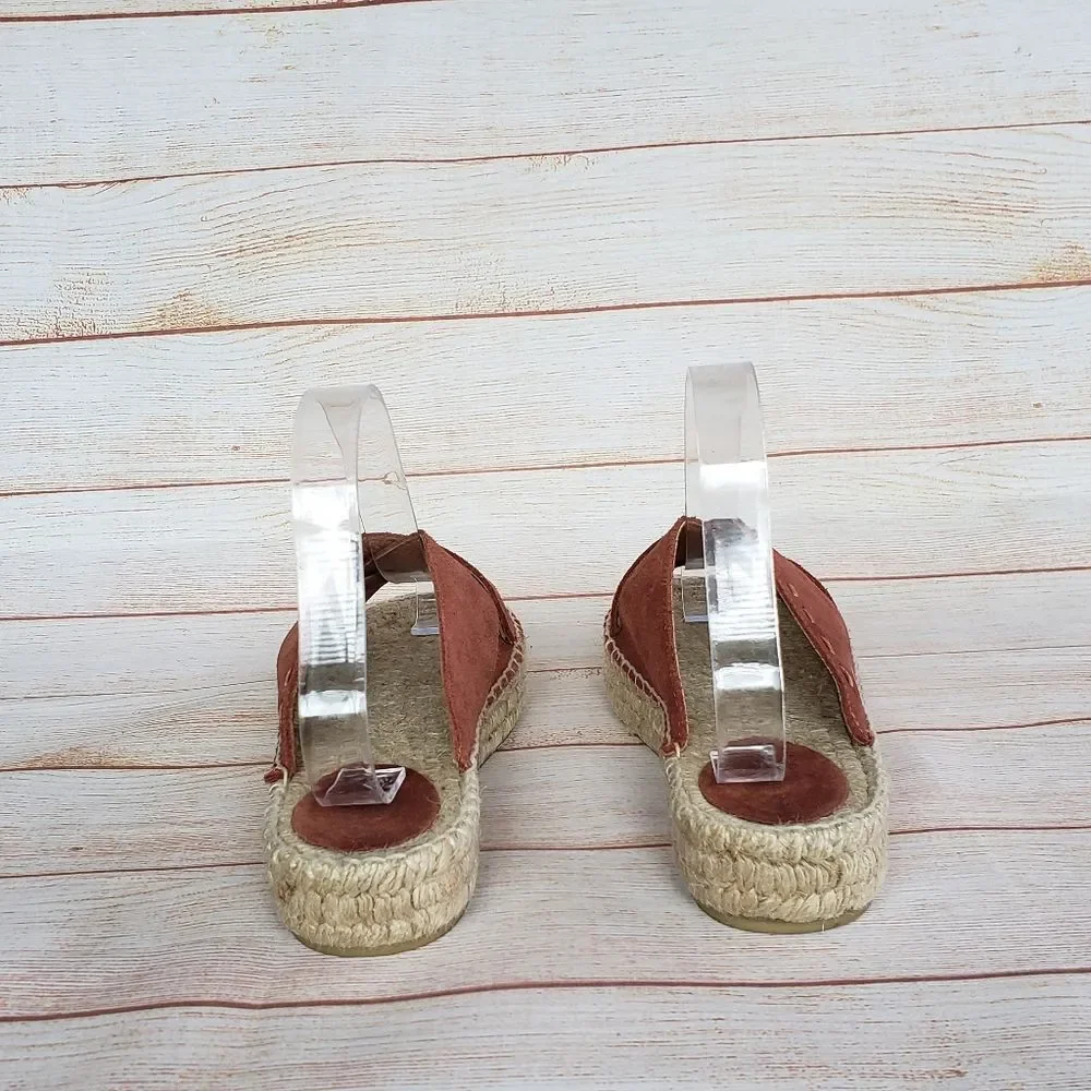 Free People Tuscan Suede Espadrille Sandal Slides in Rust